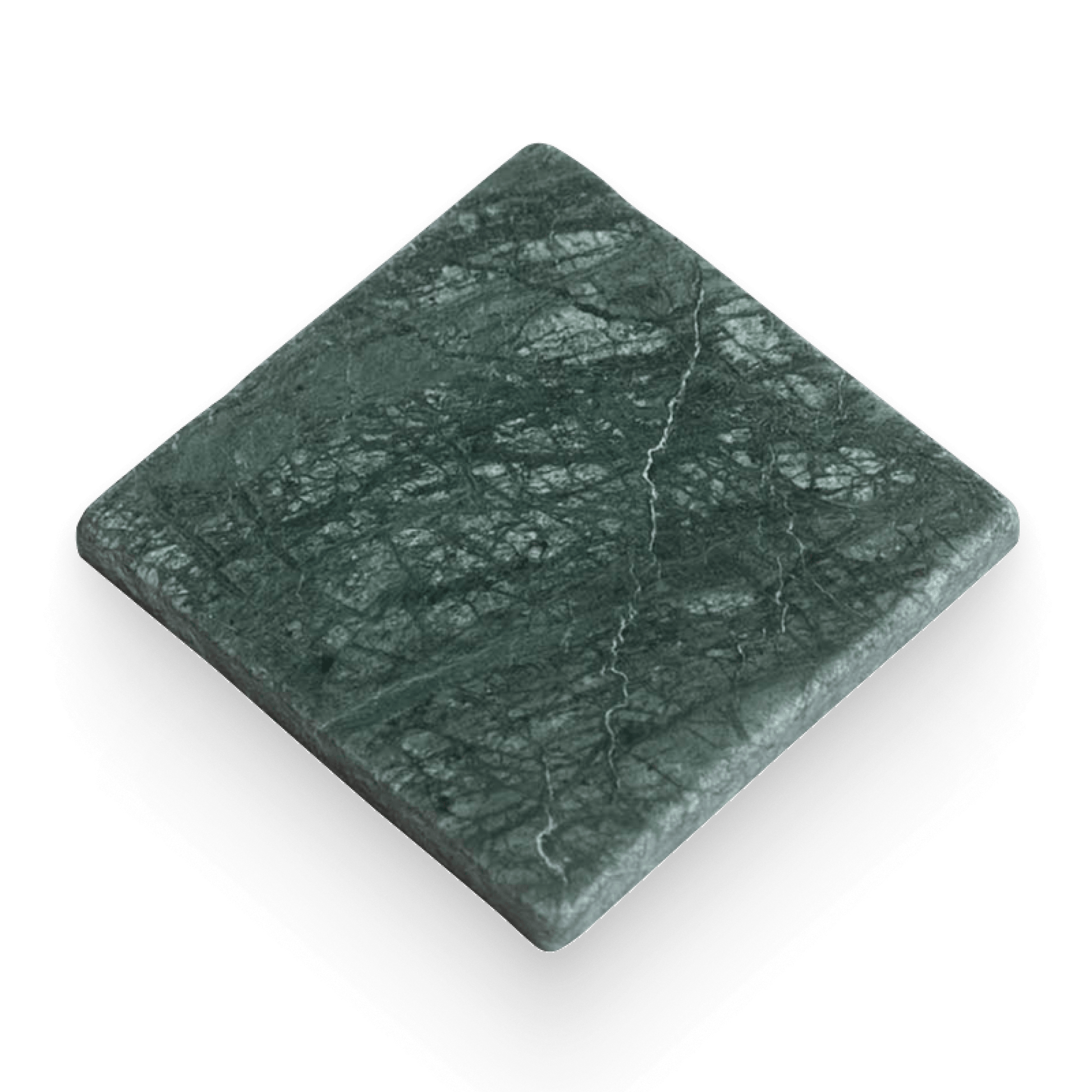 Green marble coaster on a white background