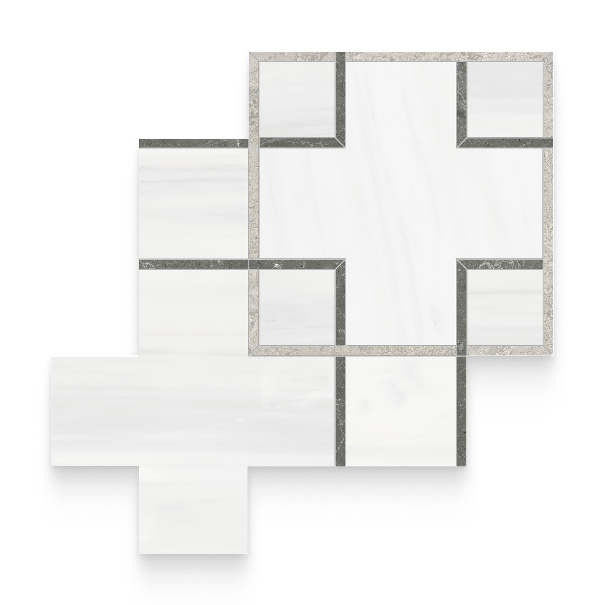 Interlace Mist Honed w/ Polished Accents Mosaic