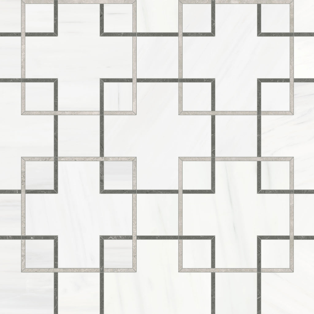 Interlace Mist Honed w/ Polished Accents Mosaic