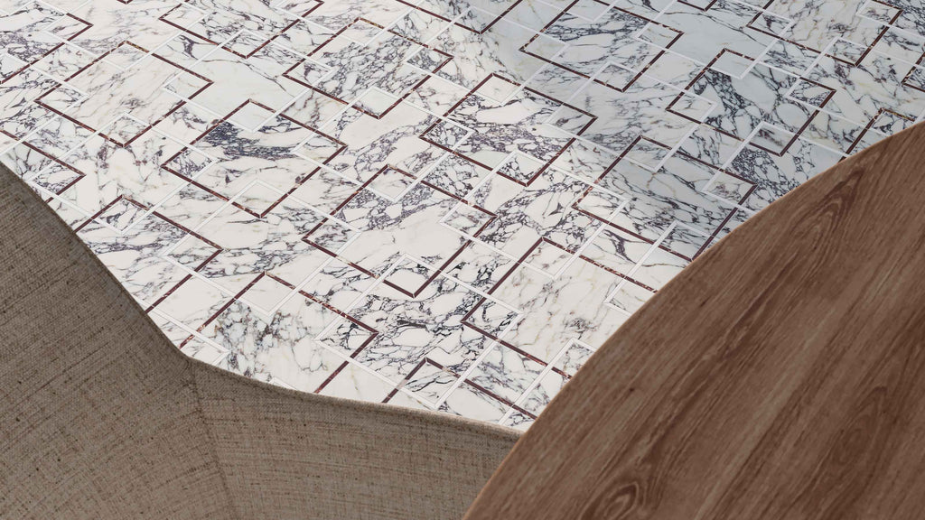 Interlace Mist Honed w/ Polished Accents Mosaic