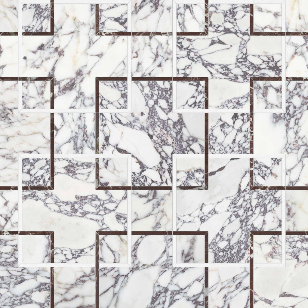 Interlace Orchid Honed w/ Polished Accents Mosaic