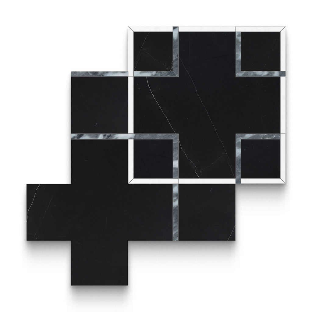 Interlace Monochromo Polished w/ Honed Accents Mosaic