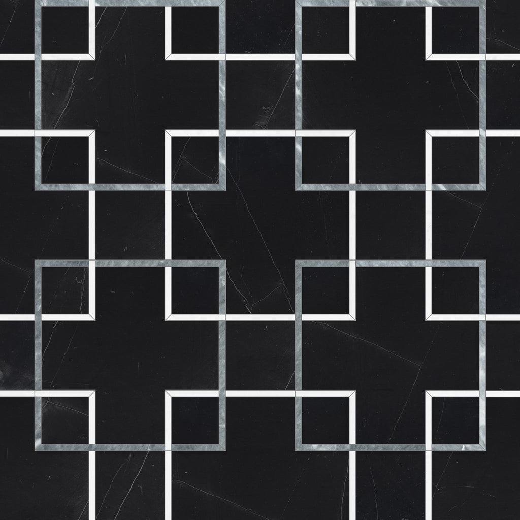 Interlace Monochromo Polished w/ Honed Accents Mosaic