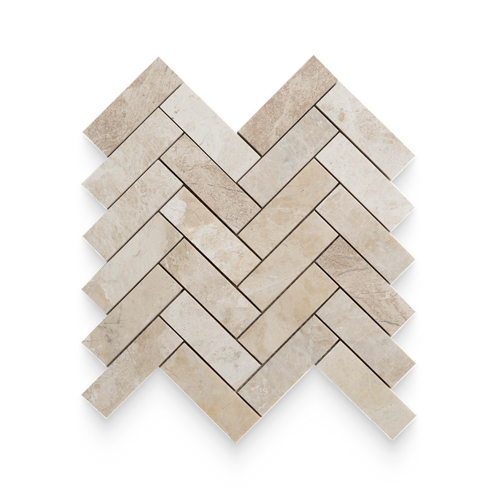1.25x4 Imperial Beige Honed Herringbone Mosaic
