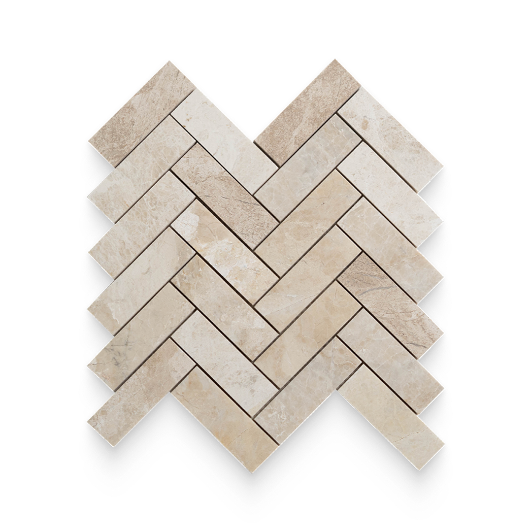 1.25x4 Imperial Beige Honed Herringbone Mosaic