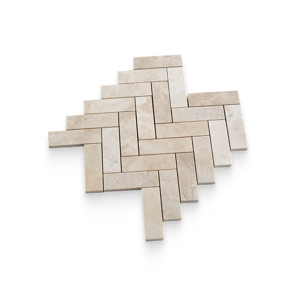 1.25x4 Imperial Beige Honed Herringbone Mosaic