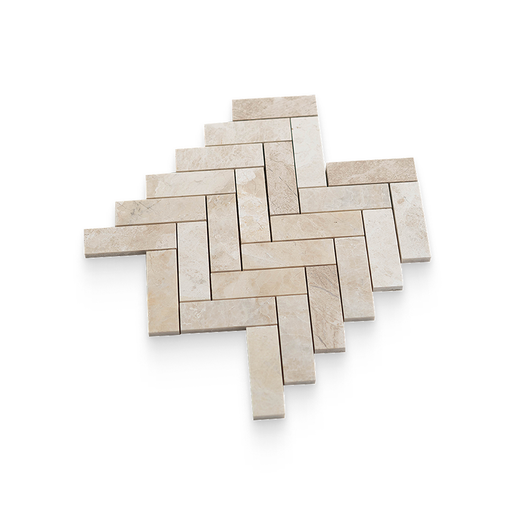 1.25x4 Imperial Beige Honed Herringbone Mosaic