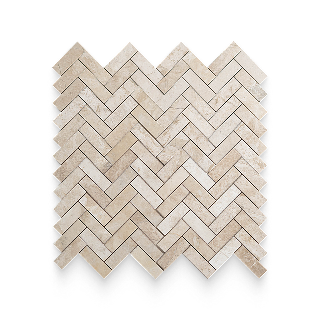 1.25x4 Imperial Beige Honed Herringbone Mosaic