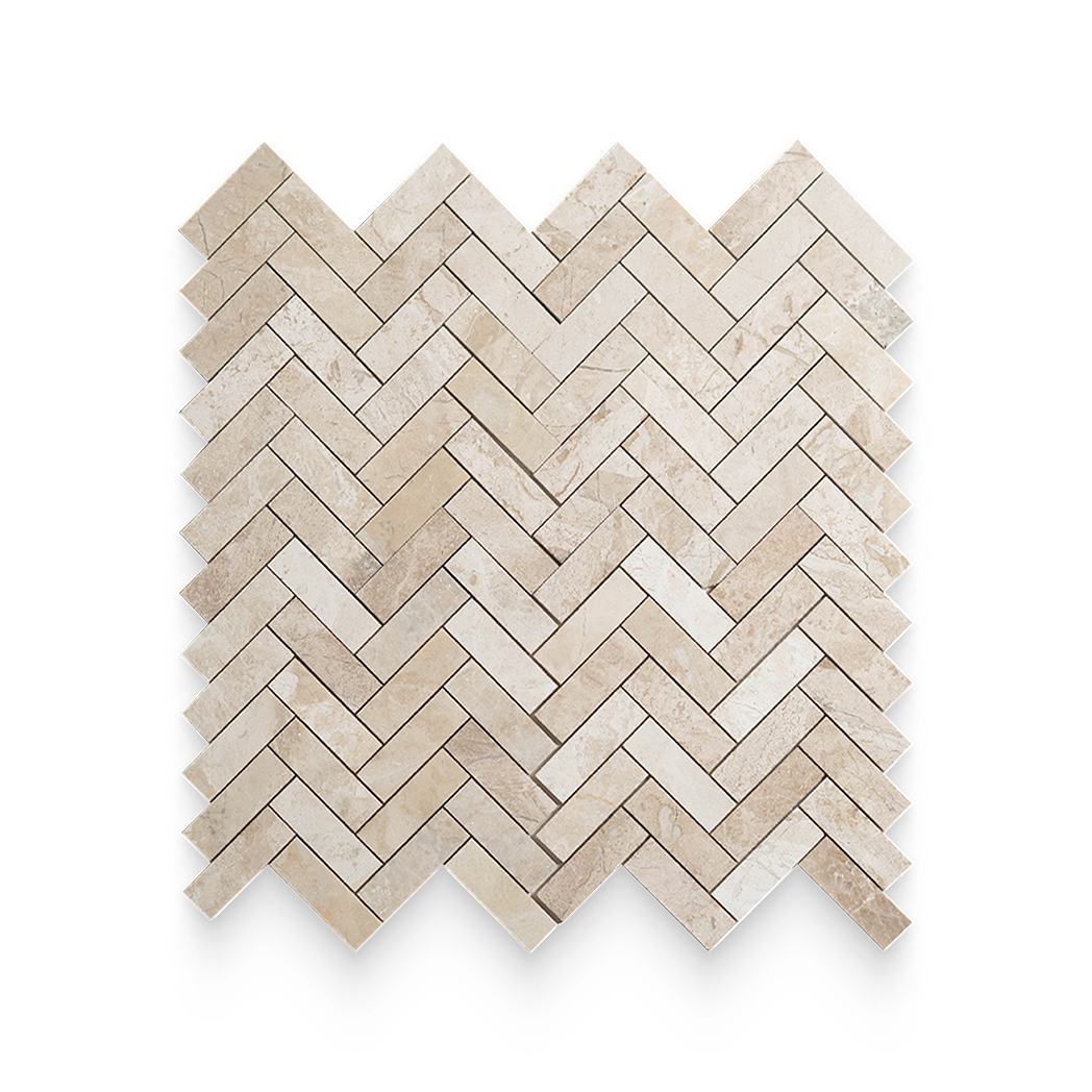 1.25x4 Imperial Beige Honed Herringbone Mosaic
