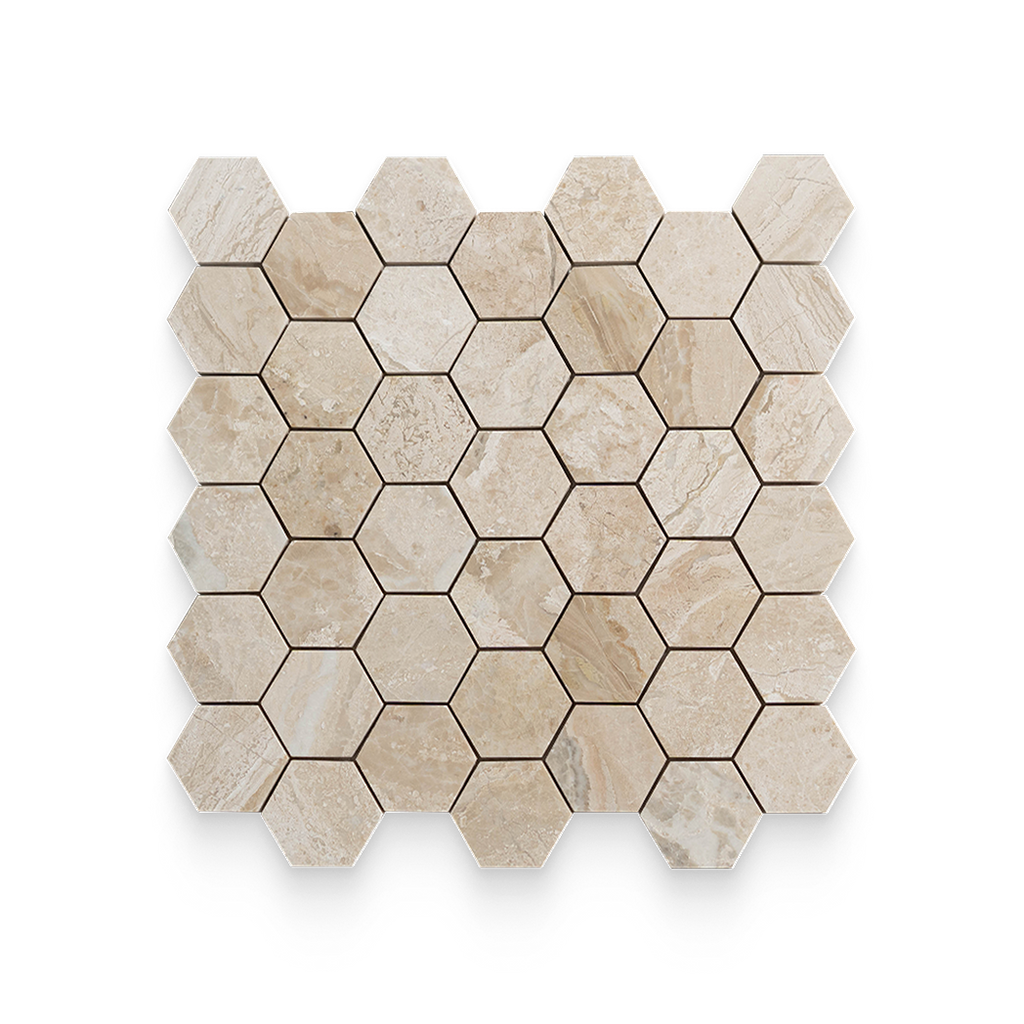 2x2 Imperial Beige Honed Hexagon Mosaic