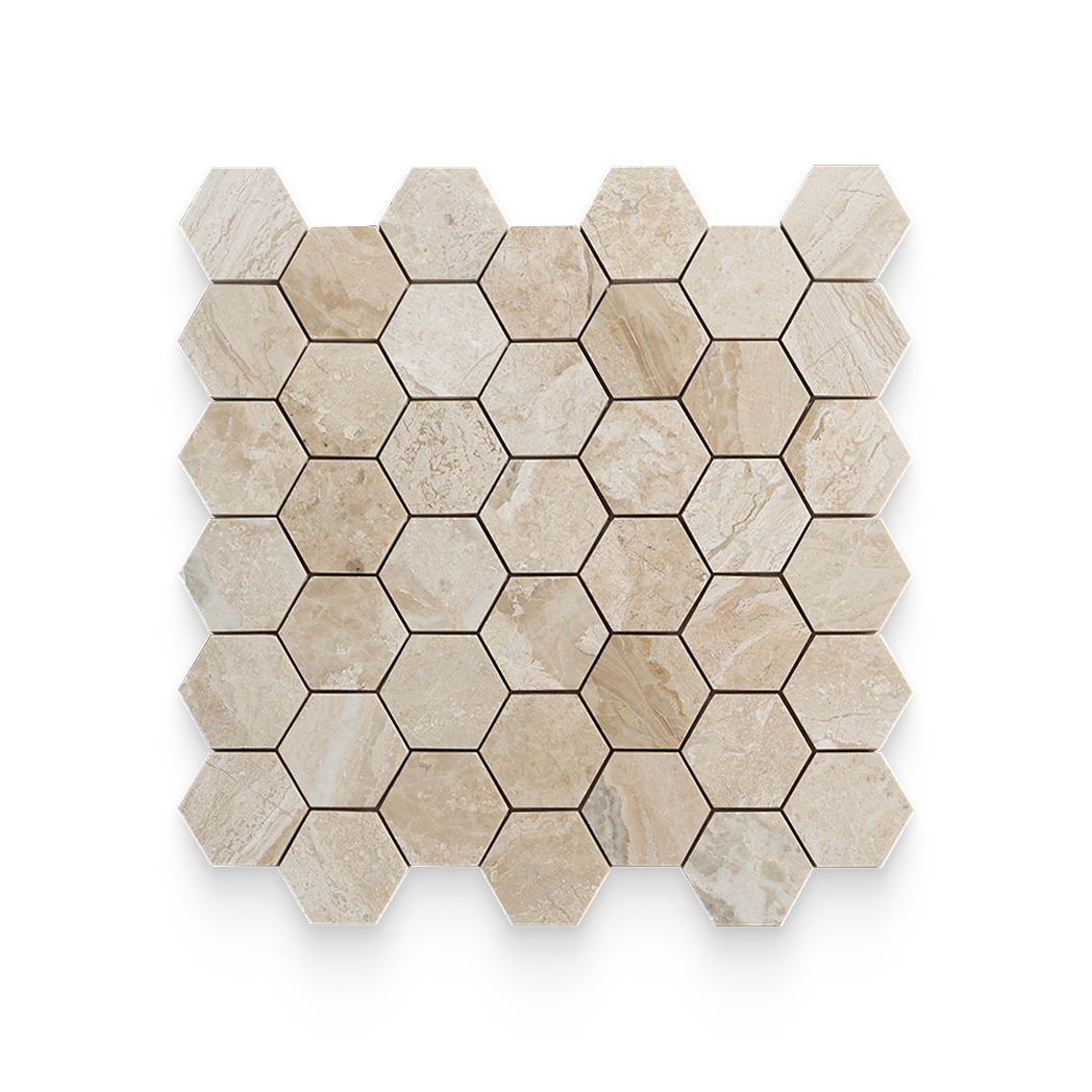 2x2 Imperial Beige Honed Hexagon Mosaic