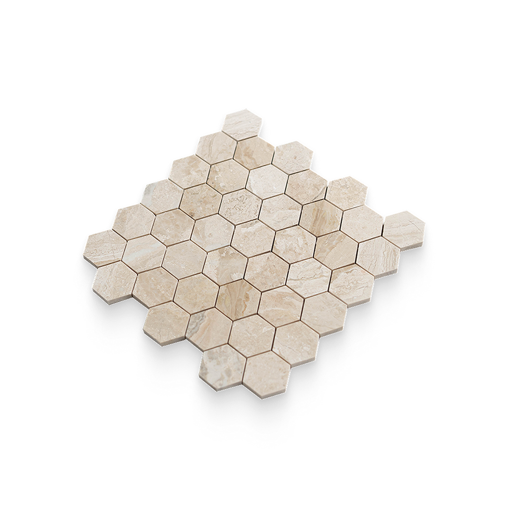 2x2 Imperial Beige Honed Hexagon Mosaic