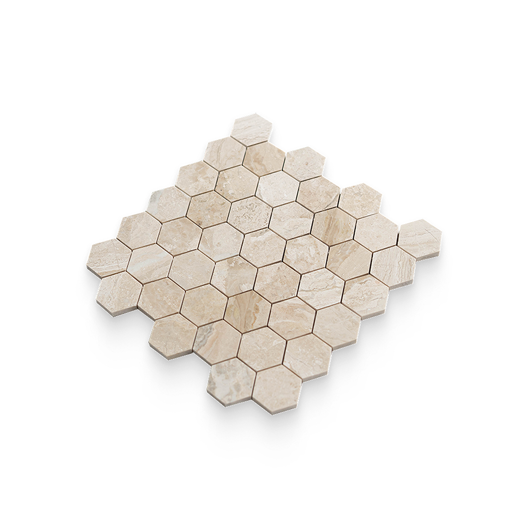 2x2 Imperial Beige Honed Hexagon Mosaic