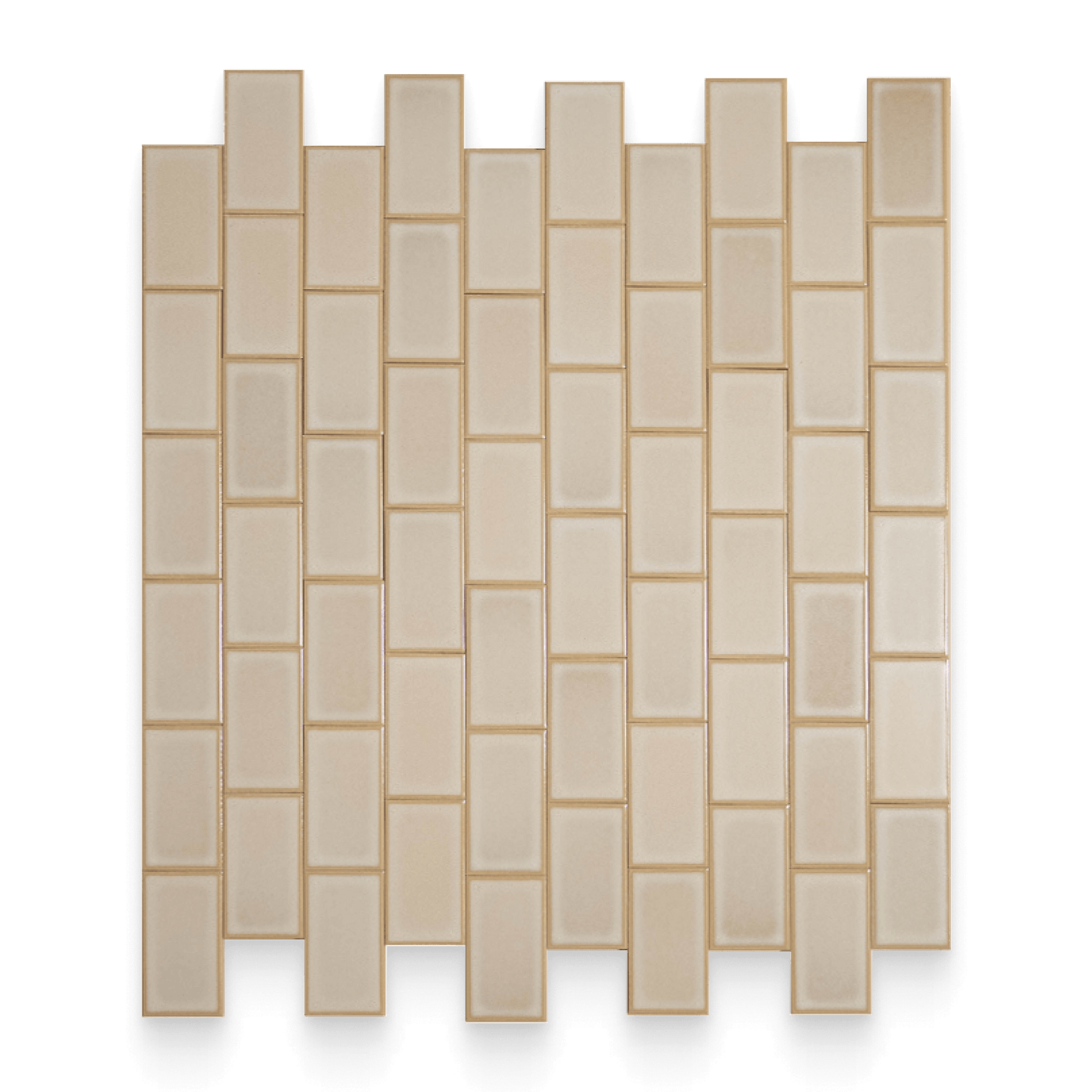 Beige mosaic tile pattern on a white background