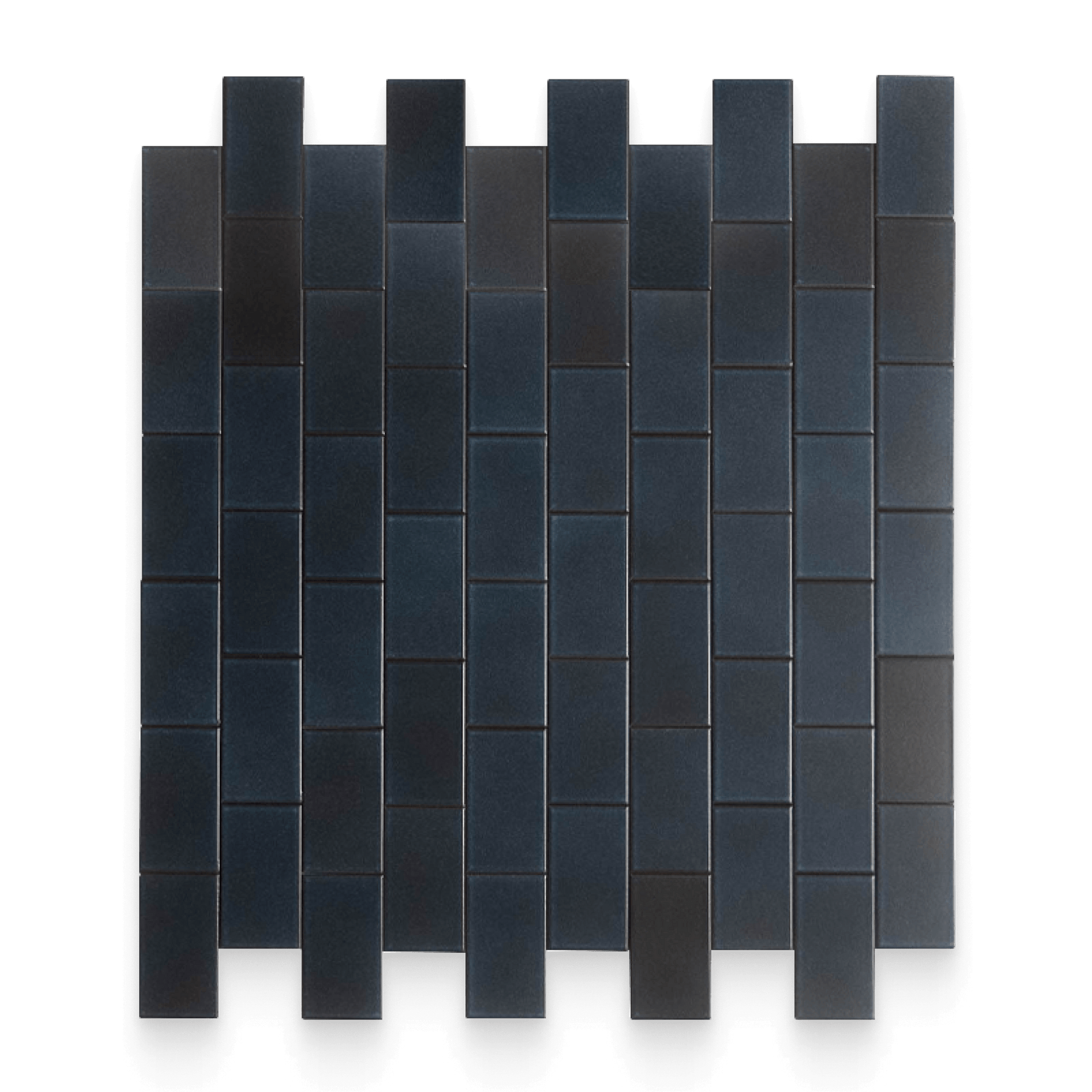 Black rectangular tiles arranged in a pattern on a white background