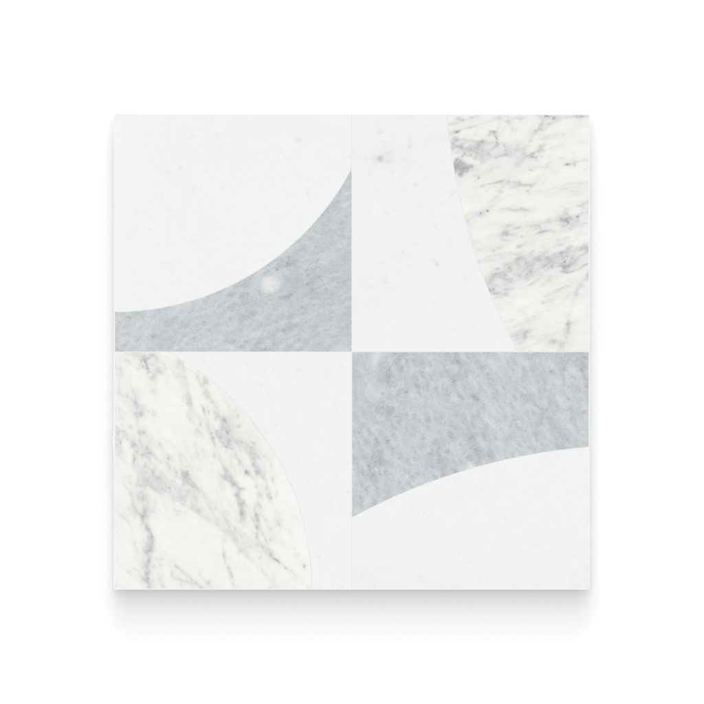 Marble patterned paper with a cutout section on a white background