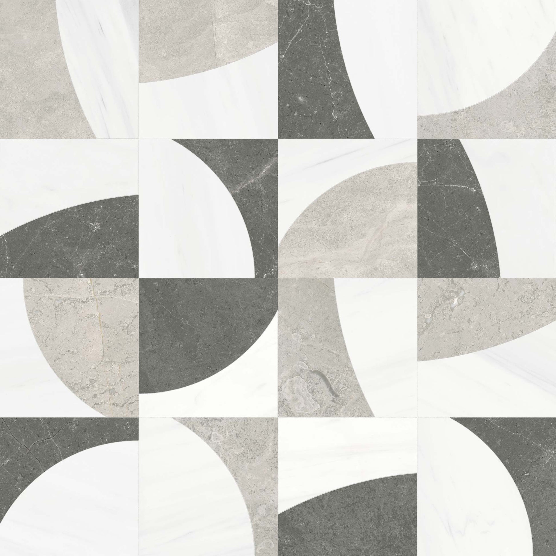 Lunar Mist Honed w/ Polished Accents Mosaic