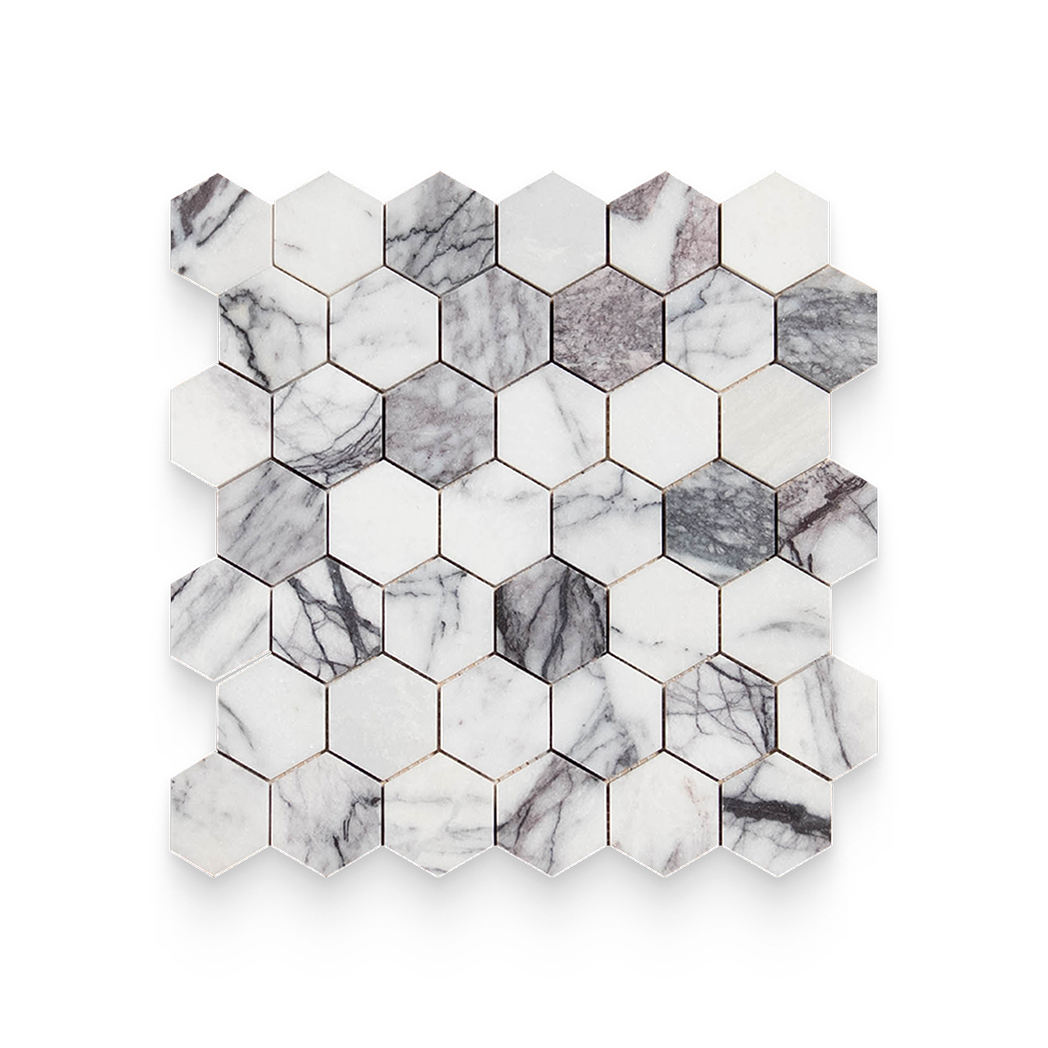2x2 Lilac Honed Hexagon Mosaic