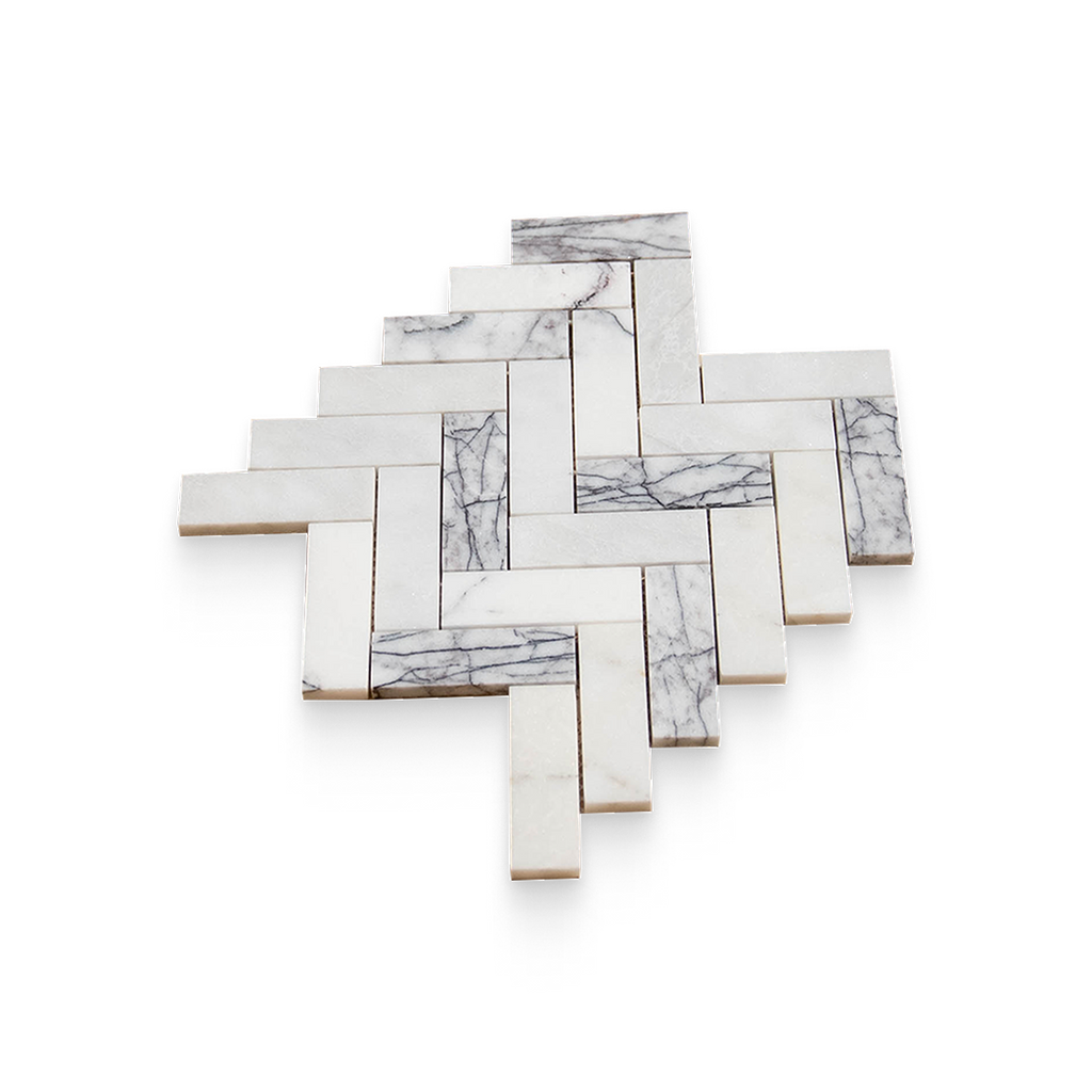 1.25x4 Lilac Honed Herringbone Mosaic
