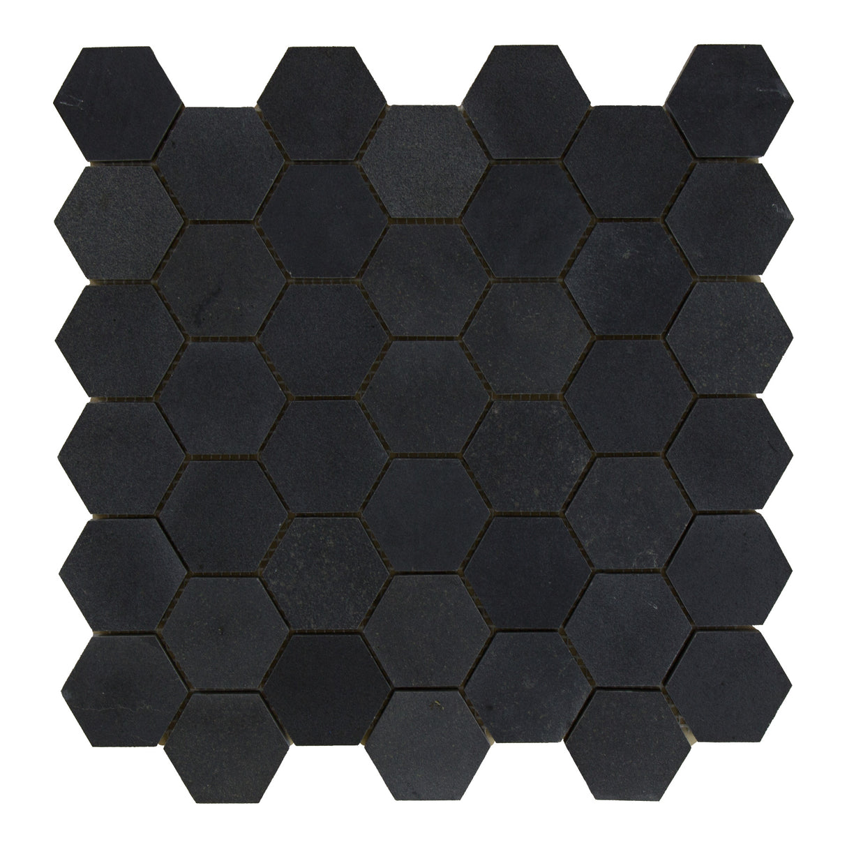 2x2 Basalt Black Honed Hexagon Mosaic