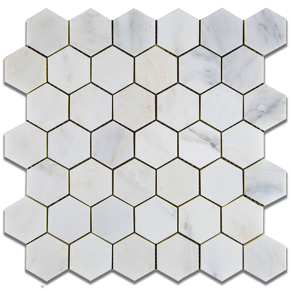 2x2 Bianco Bello Polished Hexagon Mosaic