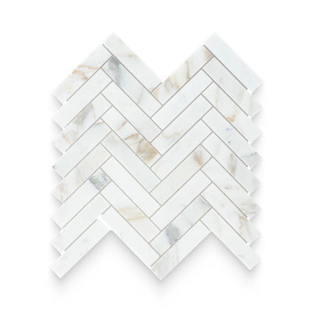 1x4 Calacatta Gold Polished Herringbone Mosaic