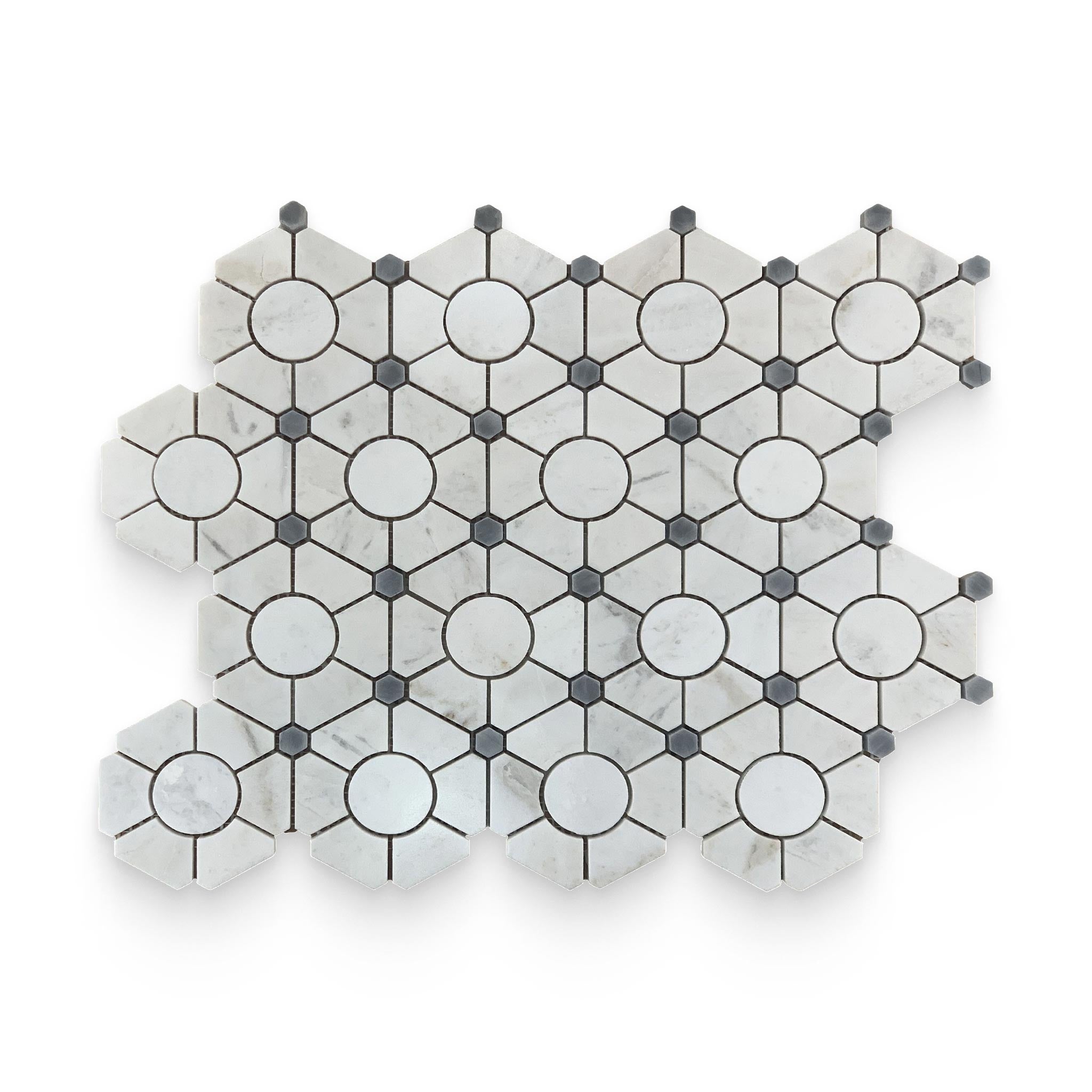 Daphne White Polished Flower w/Blue Dot Mosaic – Stone Products