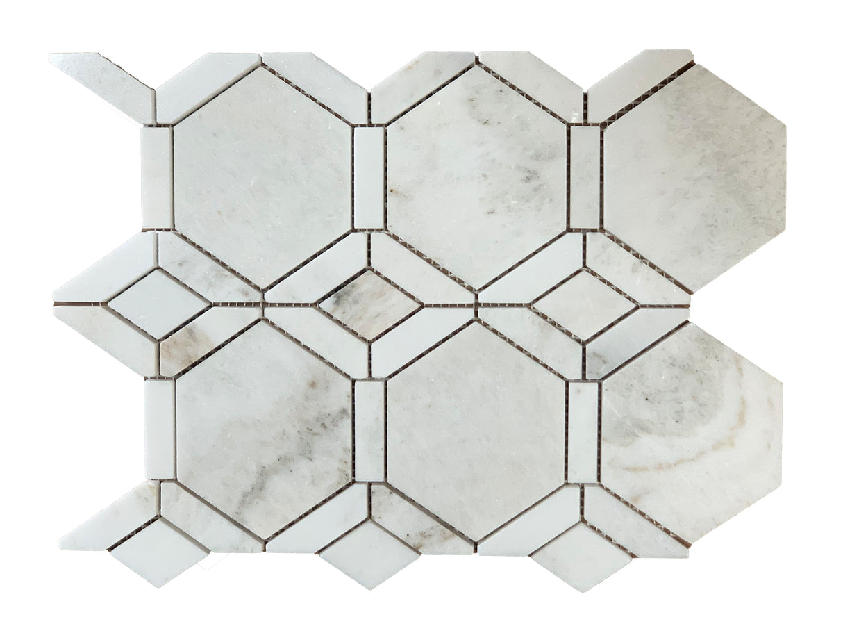 Daphne White Polished Geometric Mix Mosaic