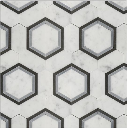 Luxe Infinity Hexagon Blue Polished Mosaic