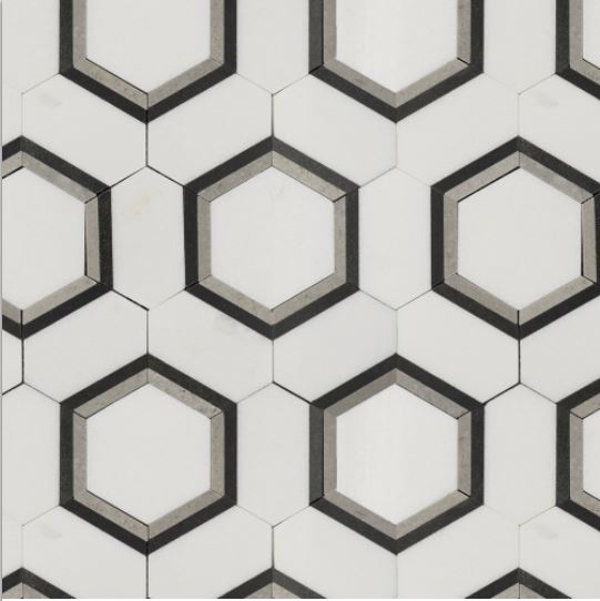 Luxe Infinity Hexagon Grey Polished Mosaic
