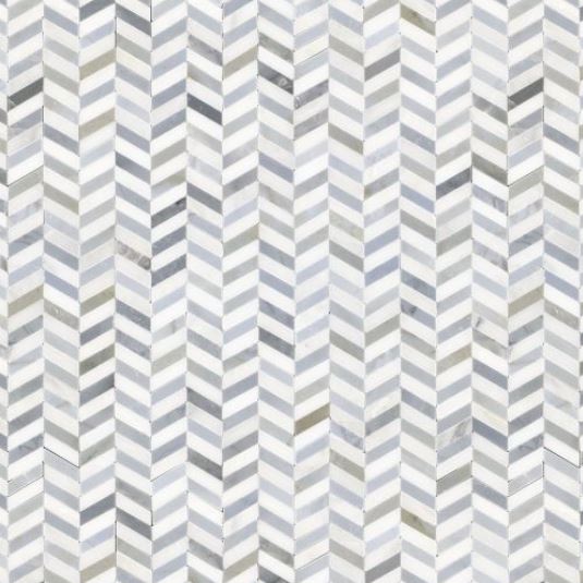 Luxe Chevron Ocean Honed Mosaic