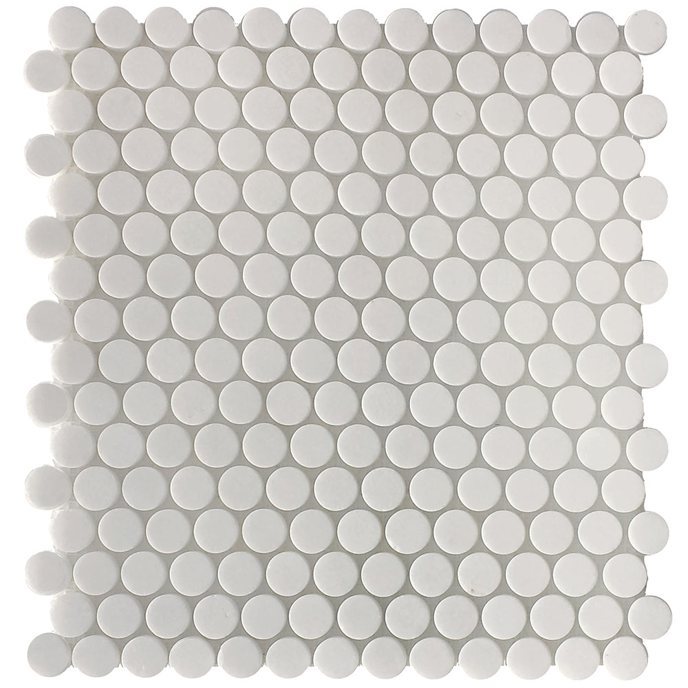0.75x0.75 Thassos White Polished Round Mosaic