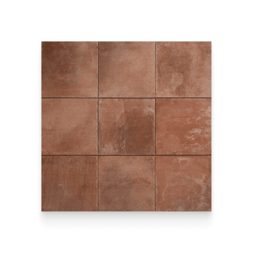 Nine brown square tiles arranged in a 3x3 grid on a white background