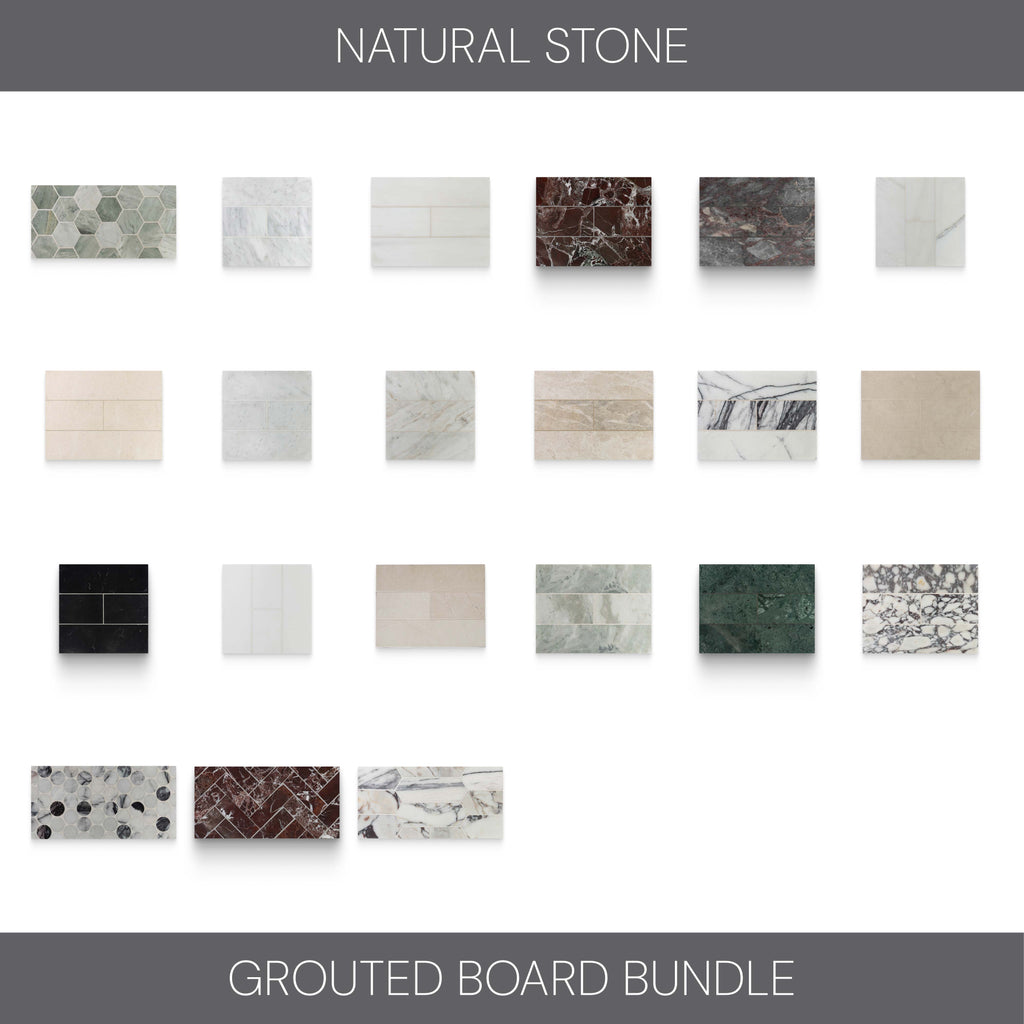 Natural Stone Field Tile and Mosaic Grouted Board Bundle