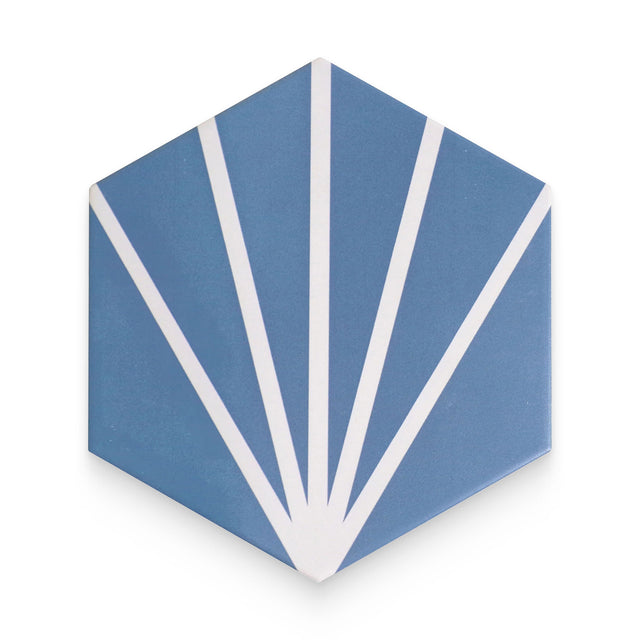 Radar 8x9 Azul Striated Matte Hexagon Tile