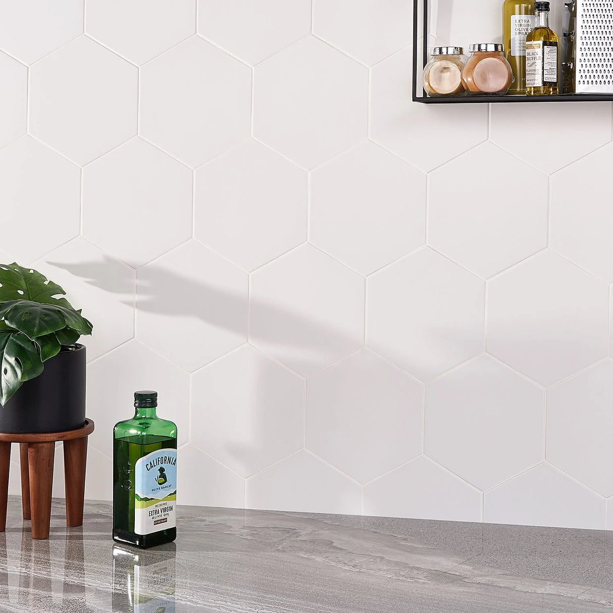 Radar 8x9 Blanco Solid Matte Hexagon Tile