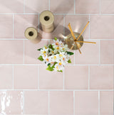 Country 5x5 Pink Glossy Square Tile - Sample