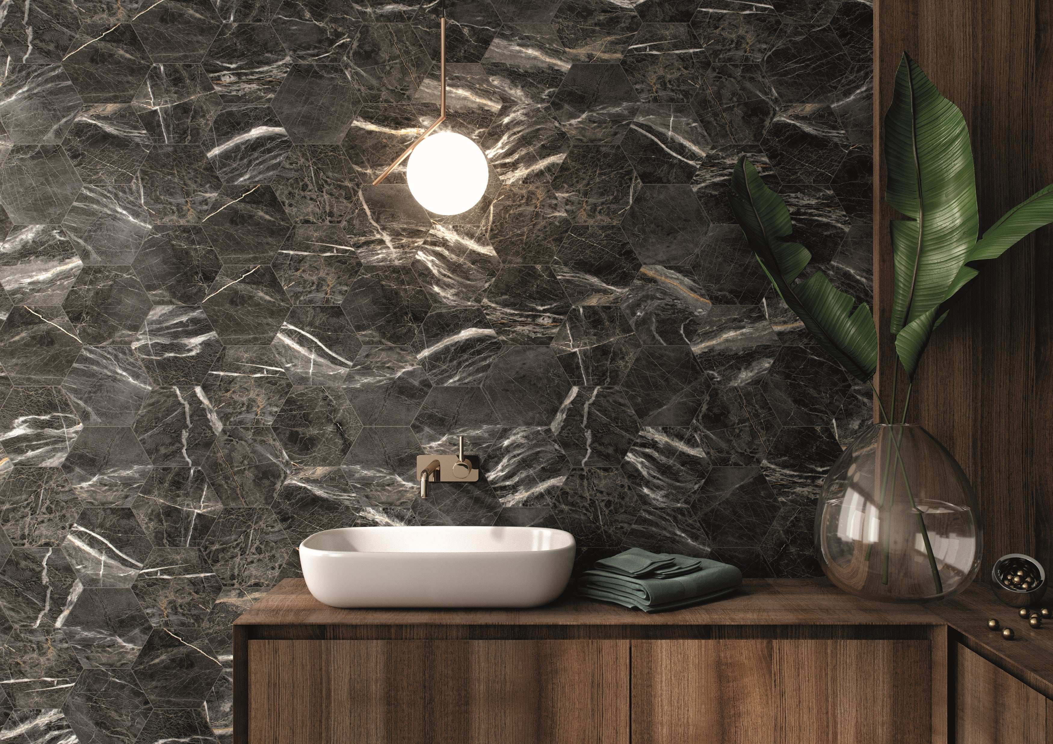 Bistro 8x9 Marquina Gold Matte Hexagon Tile – Stone Products Unlimited