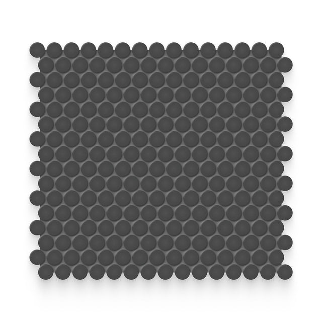 Essential 0.75x0.75 Retro Black Matte Round Mosaic