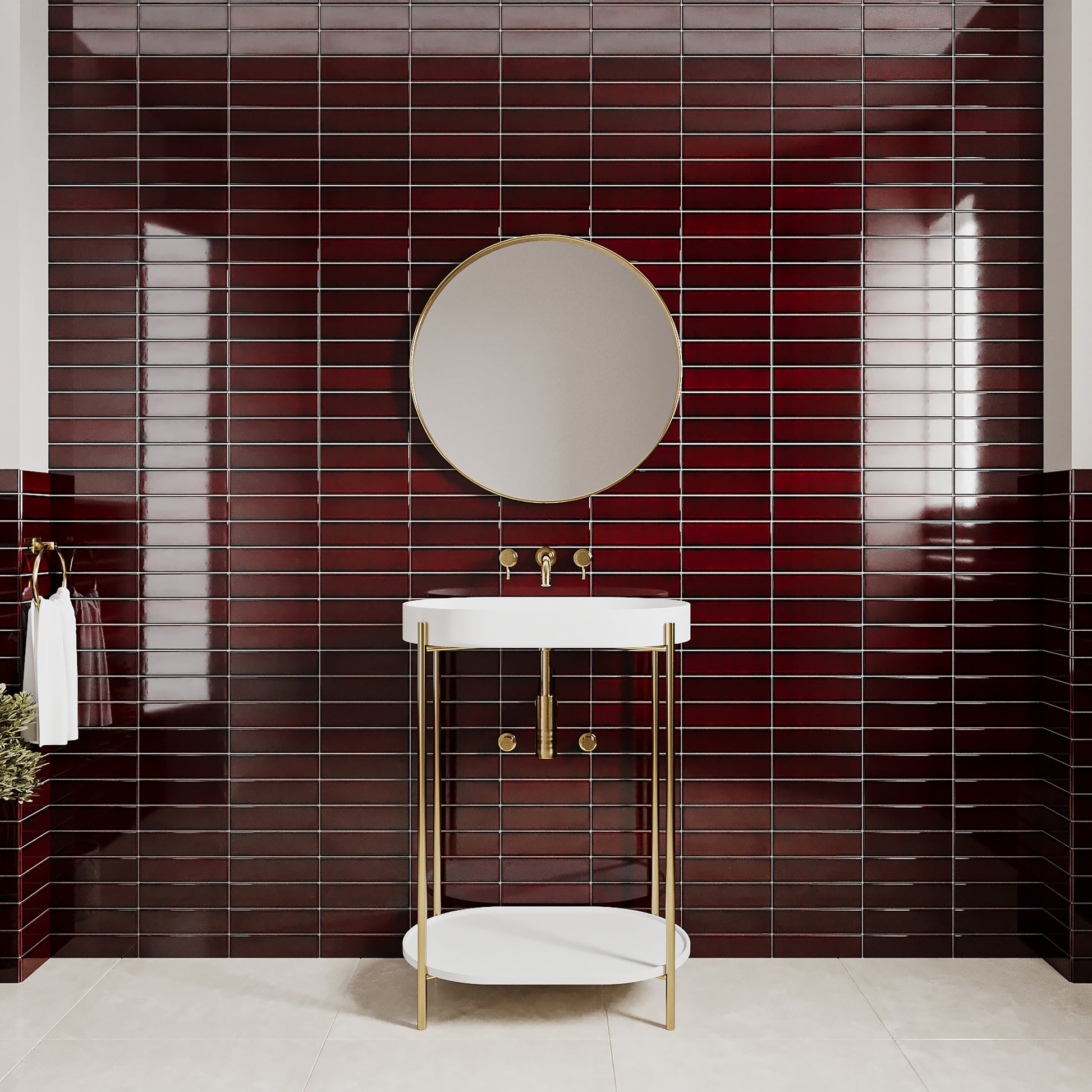 Eigo 2.5x9 Tea Leaves Glossy Rectangle Tile