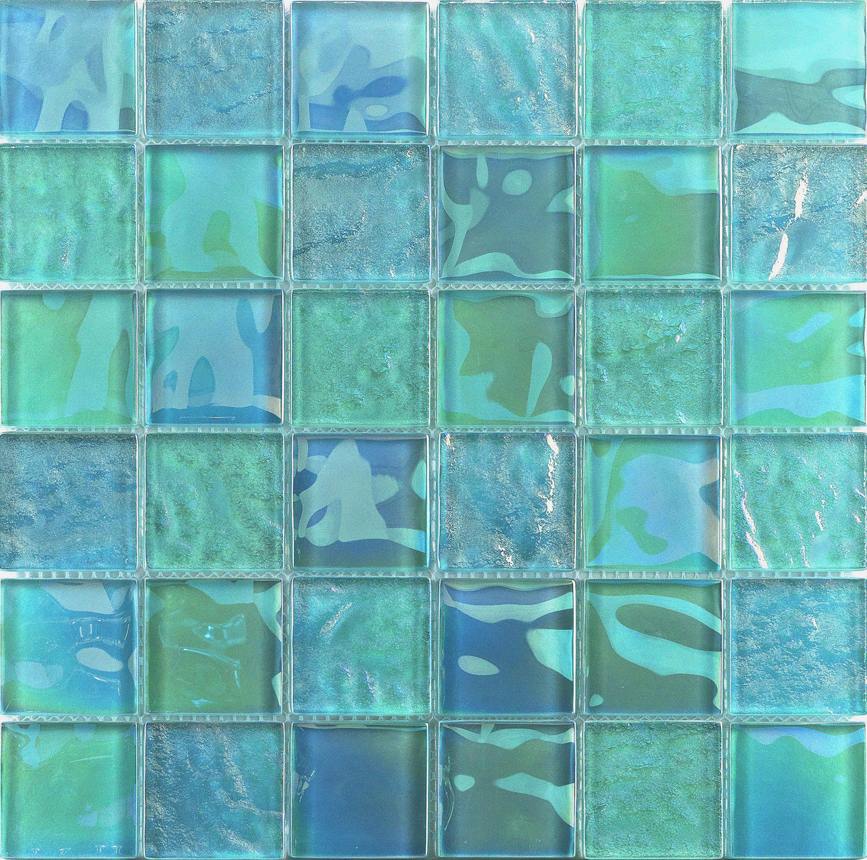 Pool Mosaic 2x2 Aguamarina Iridescent Square Mosaic