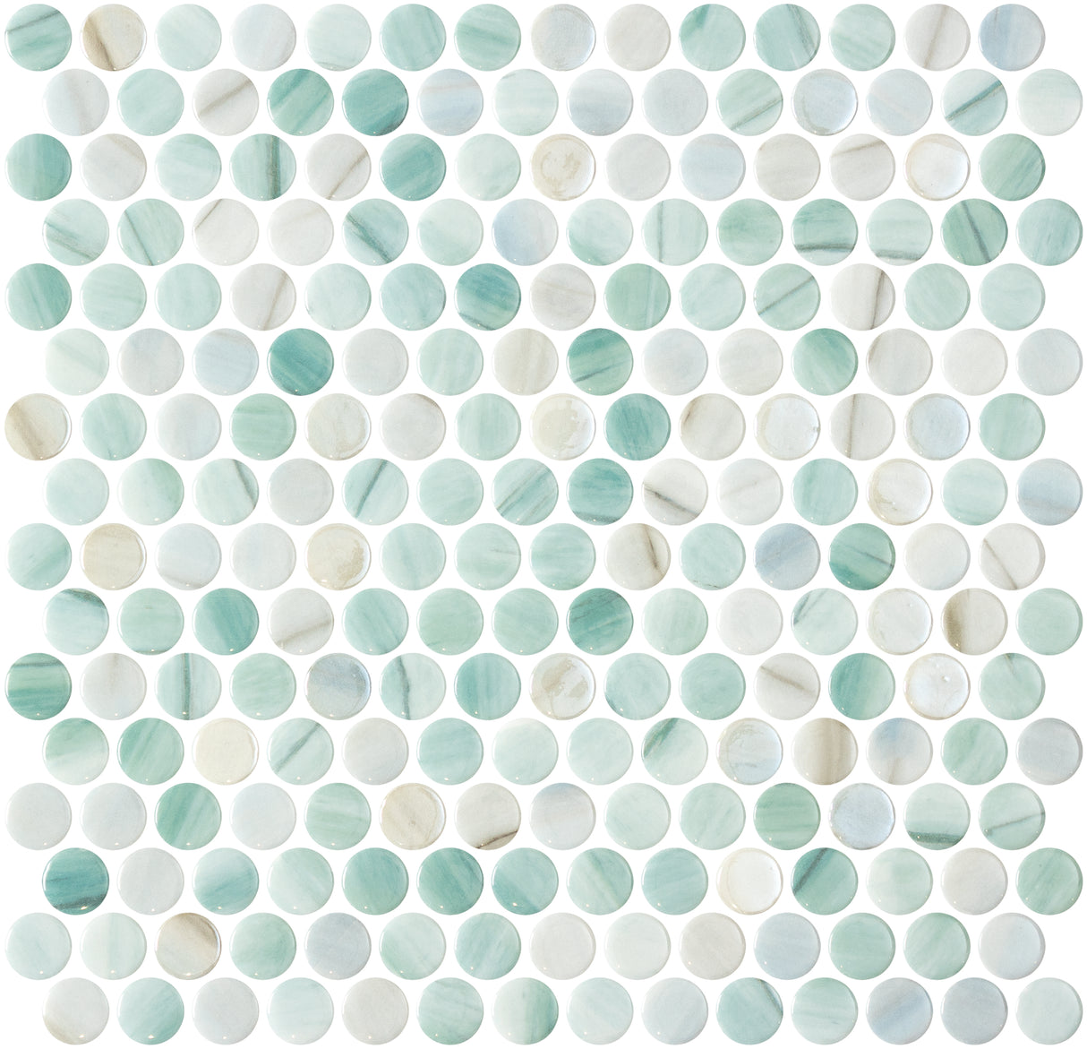Pool Mosaic 0.75x0.75 Iridis Delbin Glossy Penny Round Mosaic
