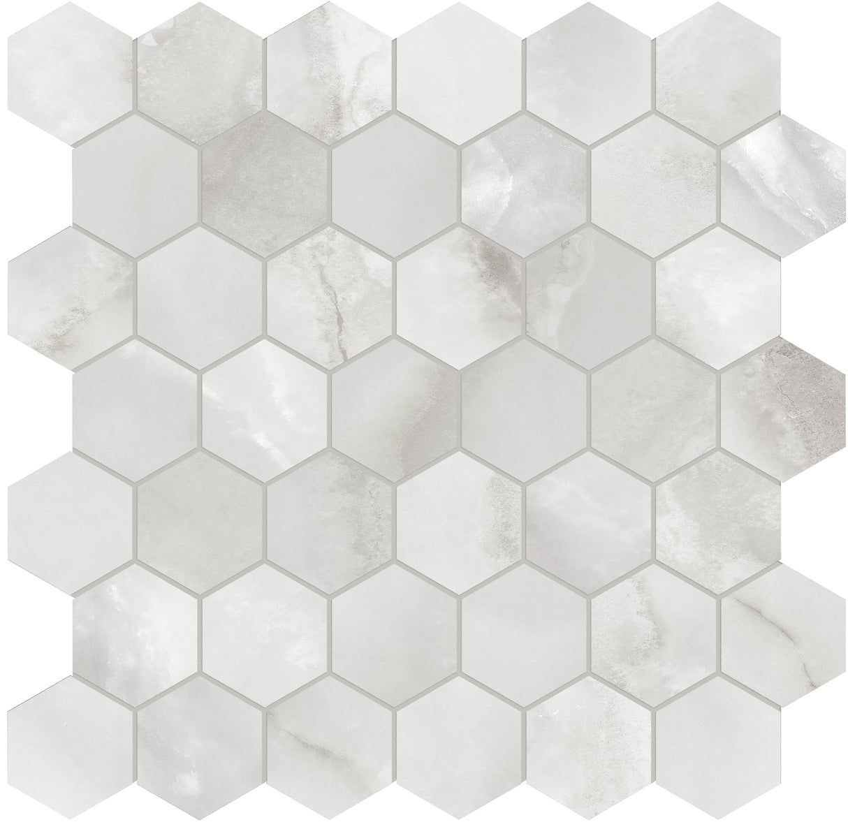 Riviera 2x2 Onyx Nuvolato Polished Hexagon Mosaic