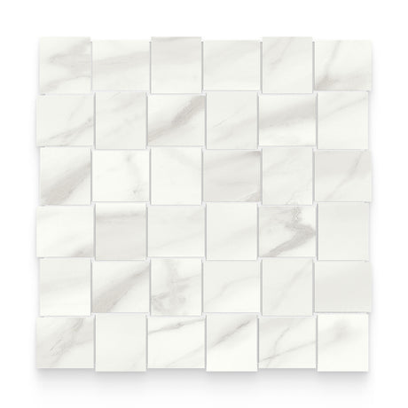 Cosmopolitan 2x2 Volakas Grigio Polished Basketweave Mosaic