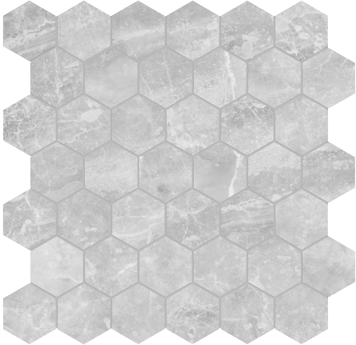 Broadway 2x2 Perla Grigia Matte Hexagon Mosaic