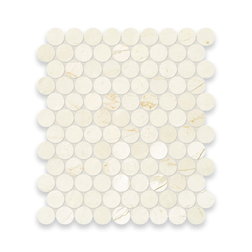 1.25x1.25 Vanilla Cream Honed Penny Round Mosaic
