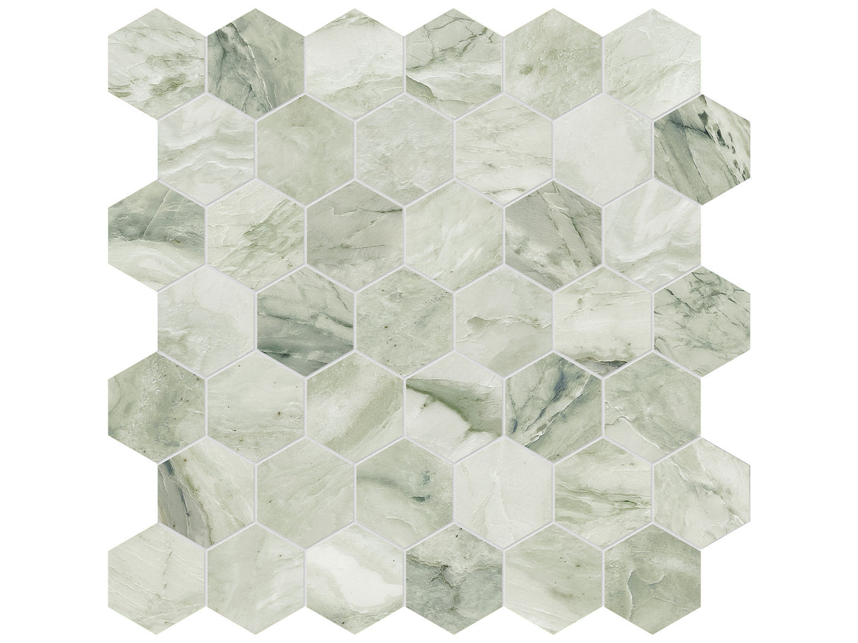 2x2 Verde Matcha Honed Hexagon Mosaic