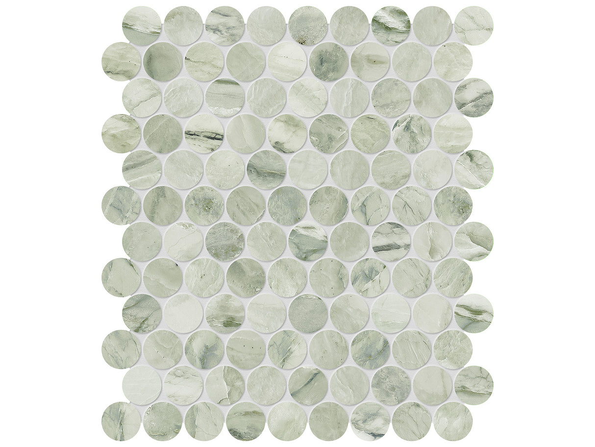 1.25x1.25 Verde Matcha Honed Penny Round Mosaic