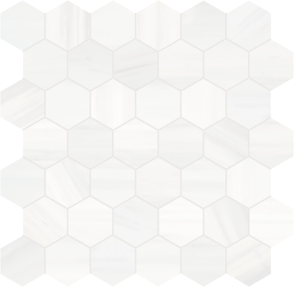 2x2 Bianco Dolomite Calida Honed Hexagon Mosaic