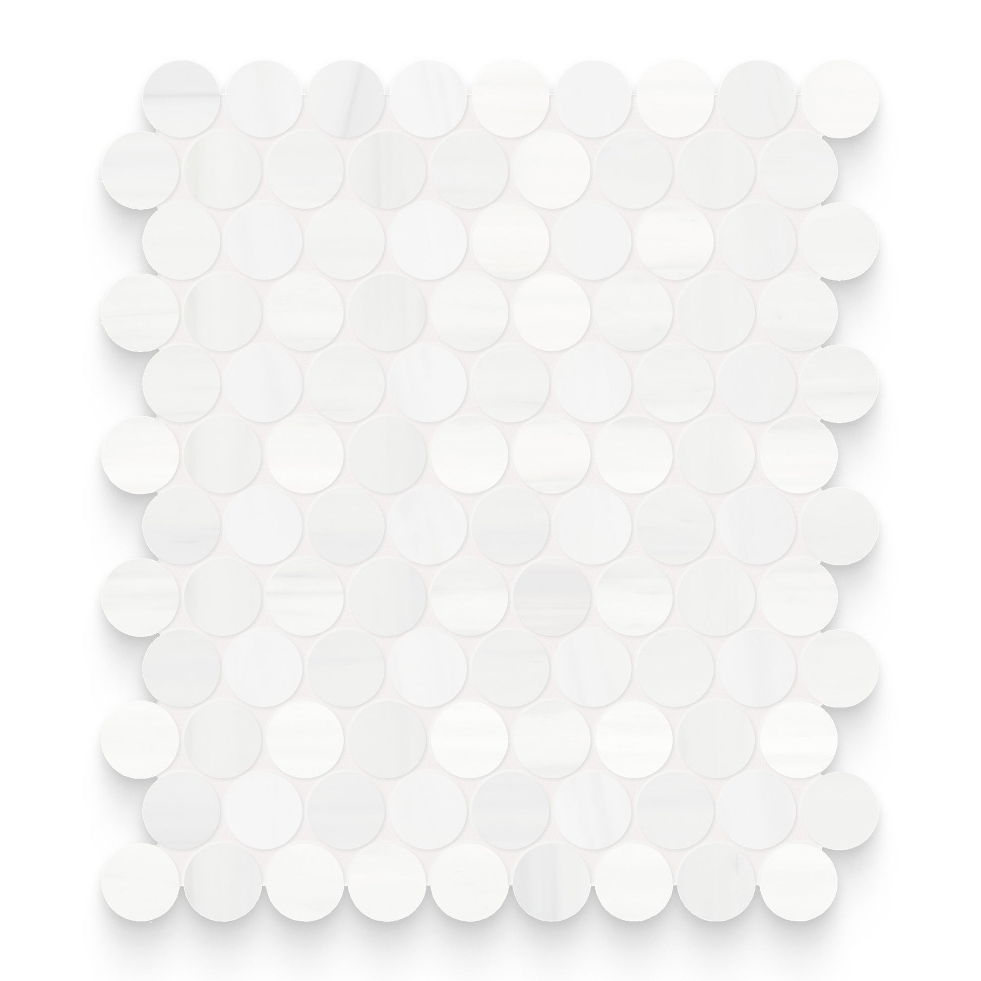 1.25x1.25 Bianco Dolomite Calida Honed Penny Round Mosaic